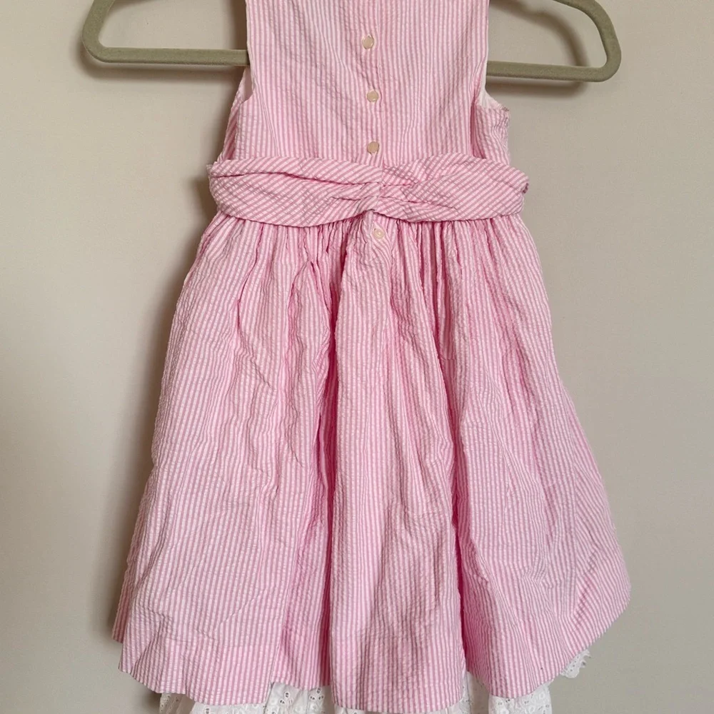 Ralph Lauren Girls Pink Seersucker Dress Size 4T